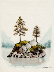 Mini Island - Watercolor on paper