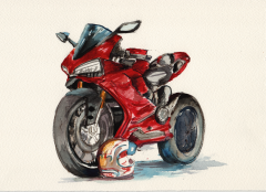 Motorcycle - Watercolor on paper